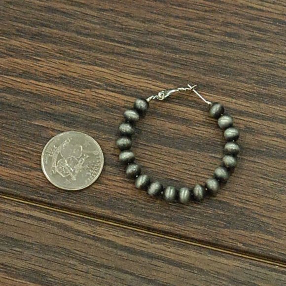 Navajo Style Bead Hoop Earrings - Picture 2 of 2